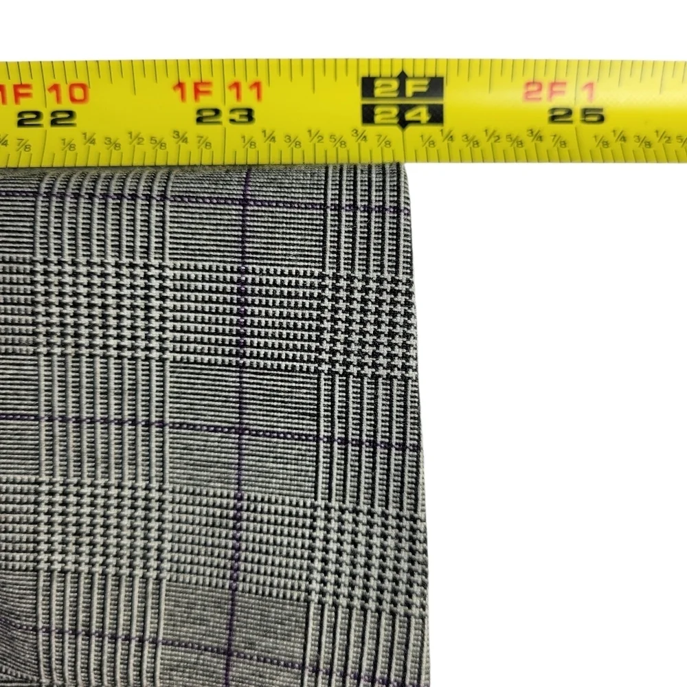Tahari ASL Blazer Size 10 Gray Black Purple Glen Plaid Flap Pockets 2 Button
